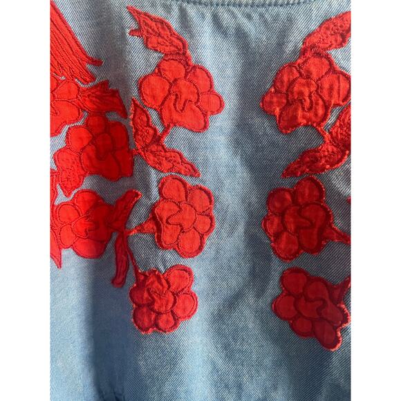 HEMANT & NANDITA embroidered boho blouse blue/red size small - Picture 6 of 10